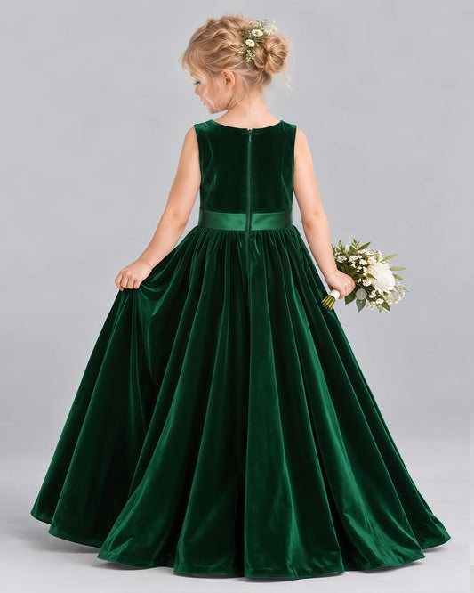 Dark Green A-line Junior Bridesmaid Dresses Back [Shared]