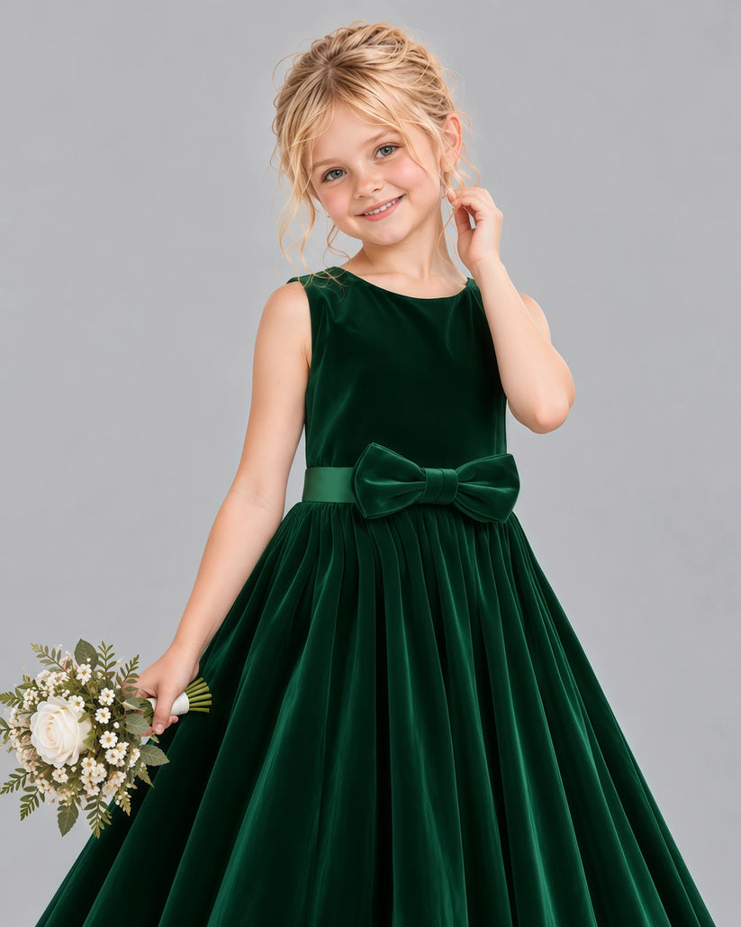 Dark Green A-line Junior Bridesmaid Dresses Detail [Shared]
