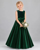 Dark Green A-line Junior Bridesmaid Dresses Front
