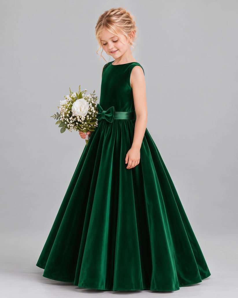 Dark Green A-line Junior Bridesmaid Dresses Side [Shared]