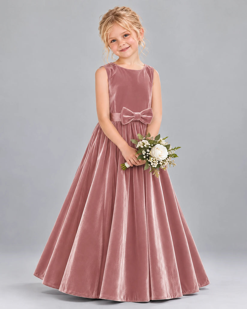 Dusty Rose A-line Junior Bridesmaid Dresses Front