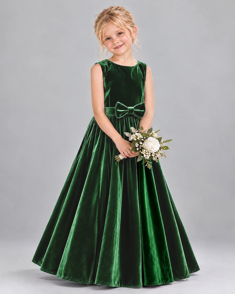 Emerald Green A-line Junior Bridesmaid Dresses Front
