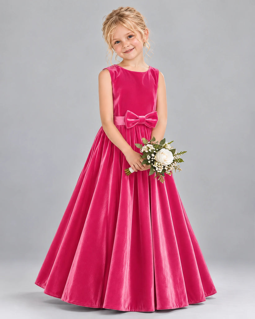 Hot Pink A-line Junior Bridesmaid Dresses Front