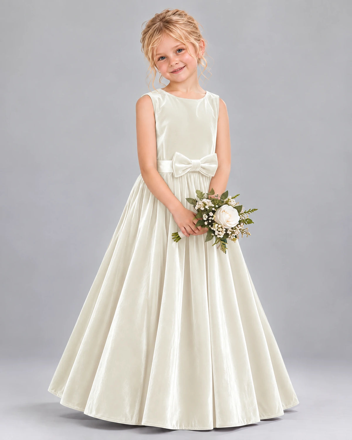 Ivory A-line Junior Bridesmaid Dresses Front