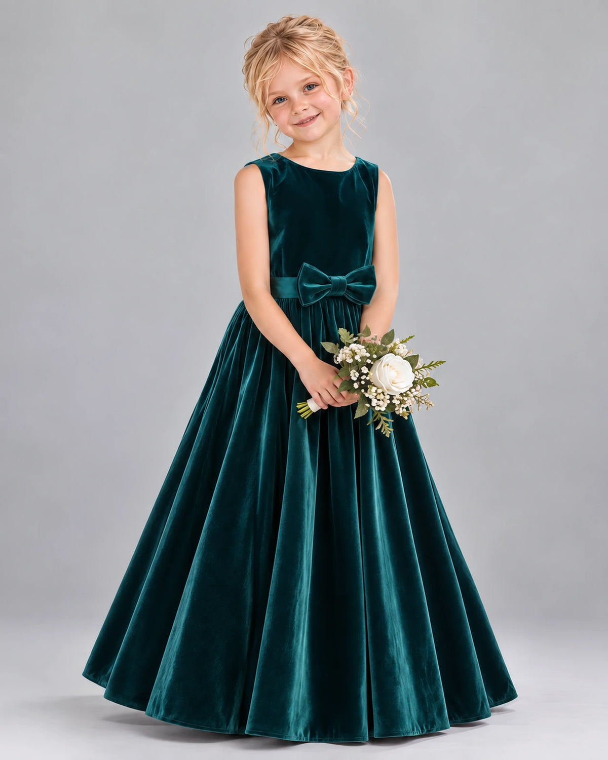 Peacock A-line Junior Bridesmaid Dresses Front