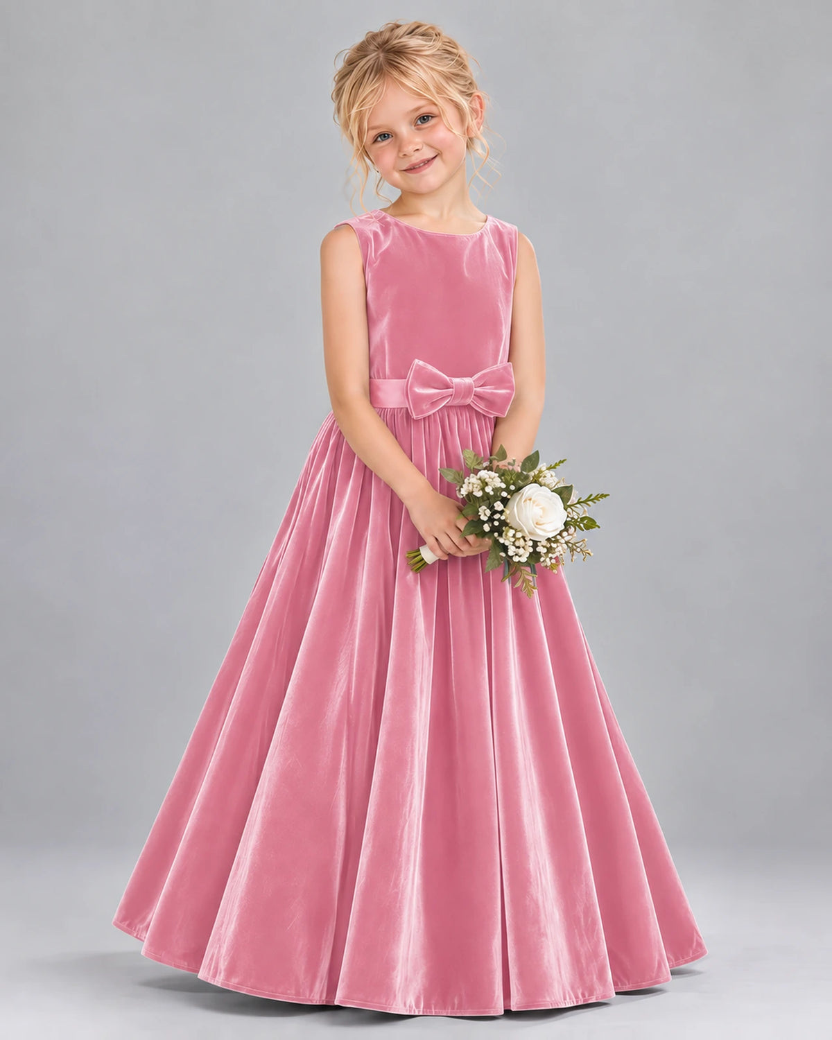Pink A-line Junior Bridesmaid Dresses Front