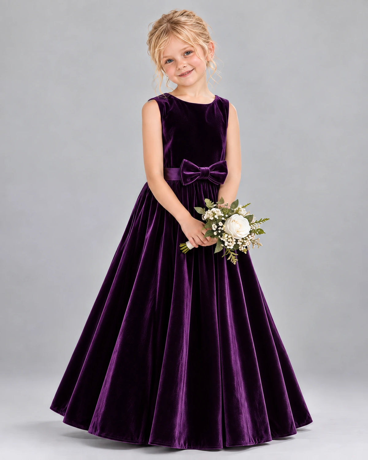 Purple A-line Junior Bridesmaid Dresses Front