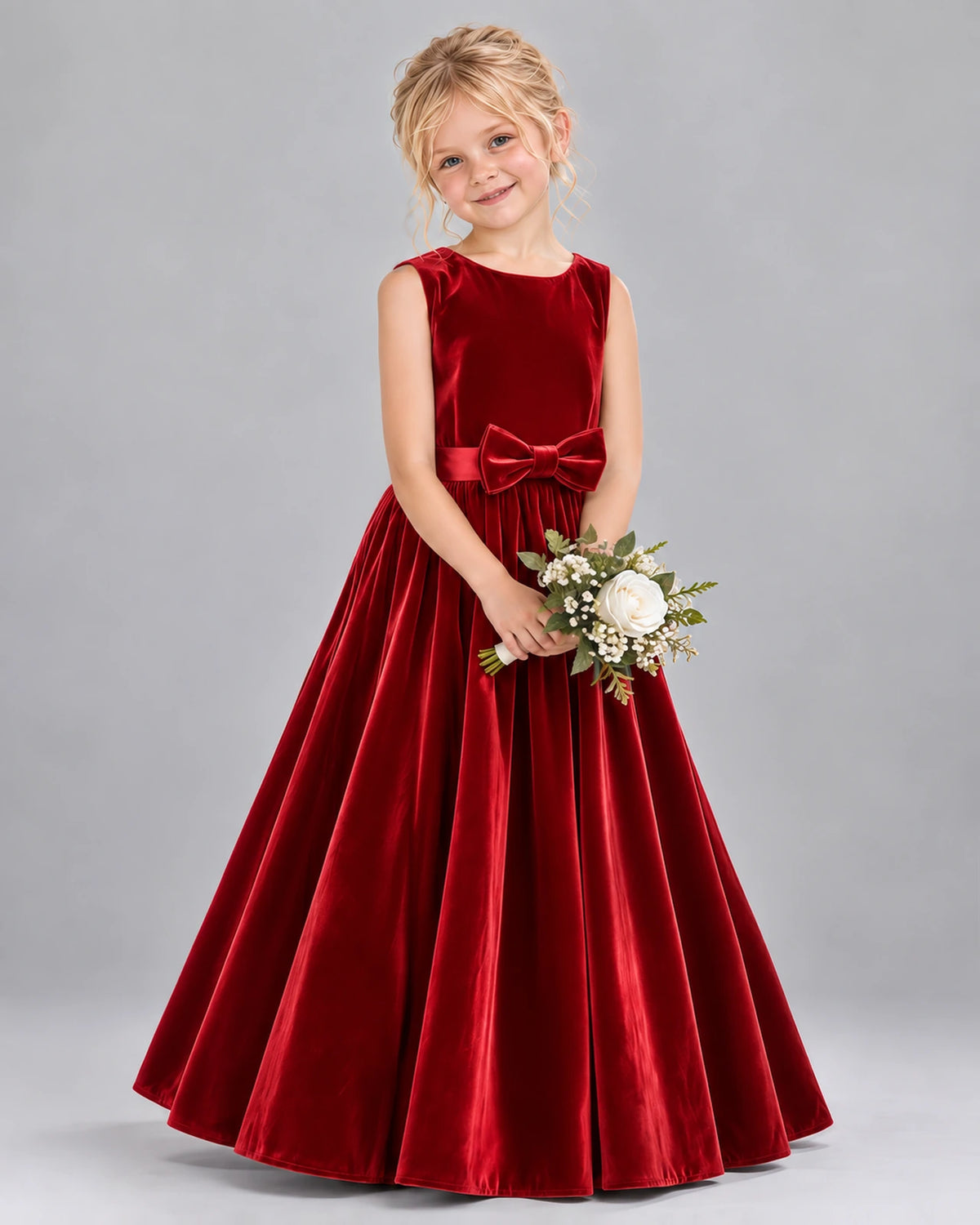 Red A-line Junior Bridesmaid Dresses Front