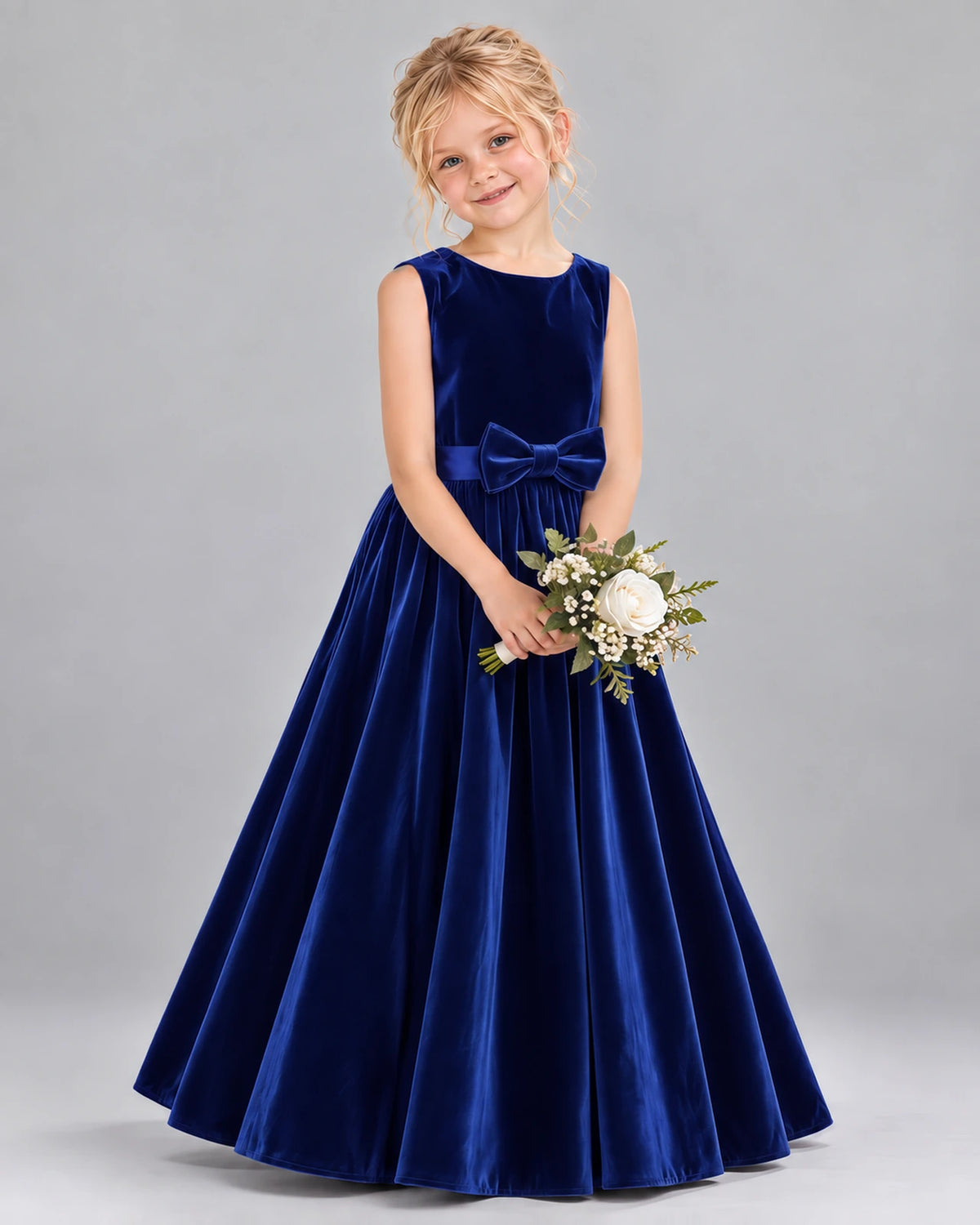Royal Blue A-line Junior Bridesmaid Dresses Front