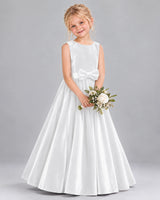 White A-line Junior Bridesmaid Dresses Front