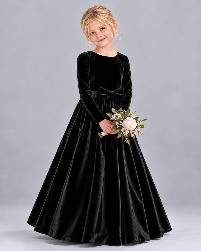 Black Ball Gown Girls Formal Dress Front