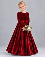 Burgundy Ball Gown Girls Formal Dress Front