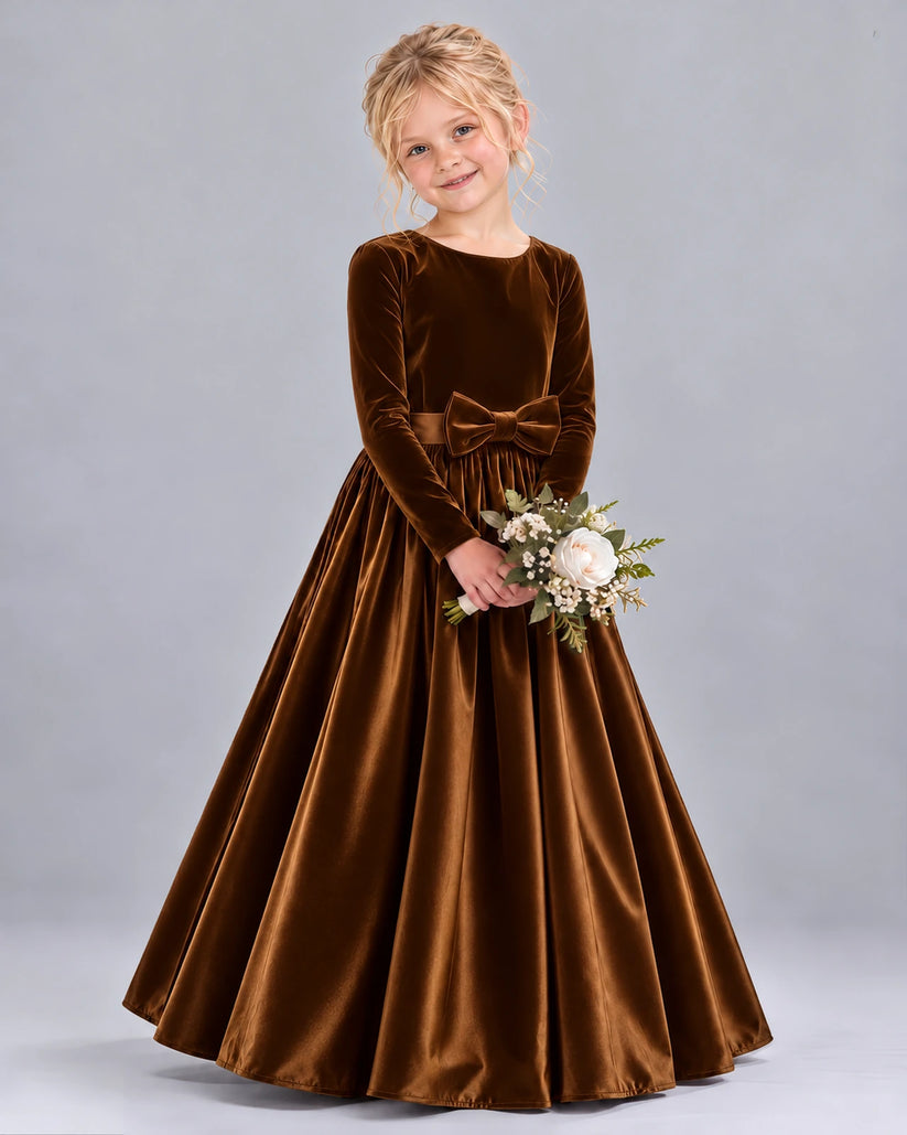 Chocolate Ball Gown Girls Formal Dress Front