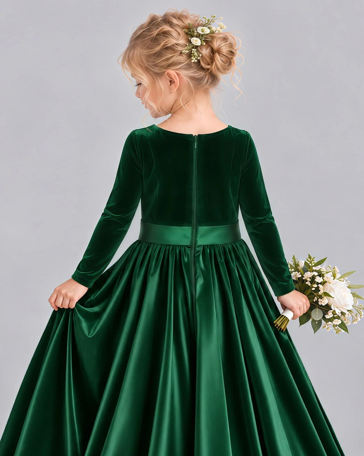Dark Green Ball Gown Girls Formal Dress Back_Detail [Shared]