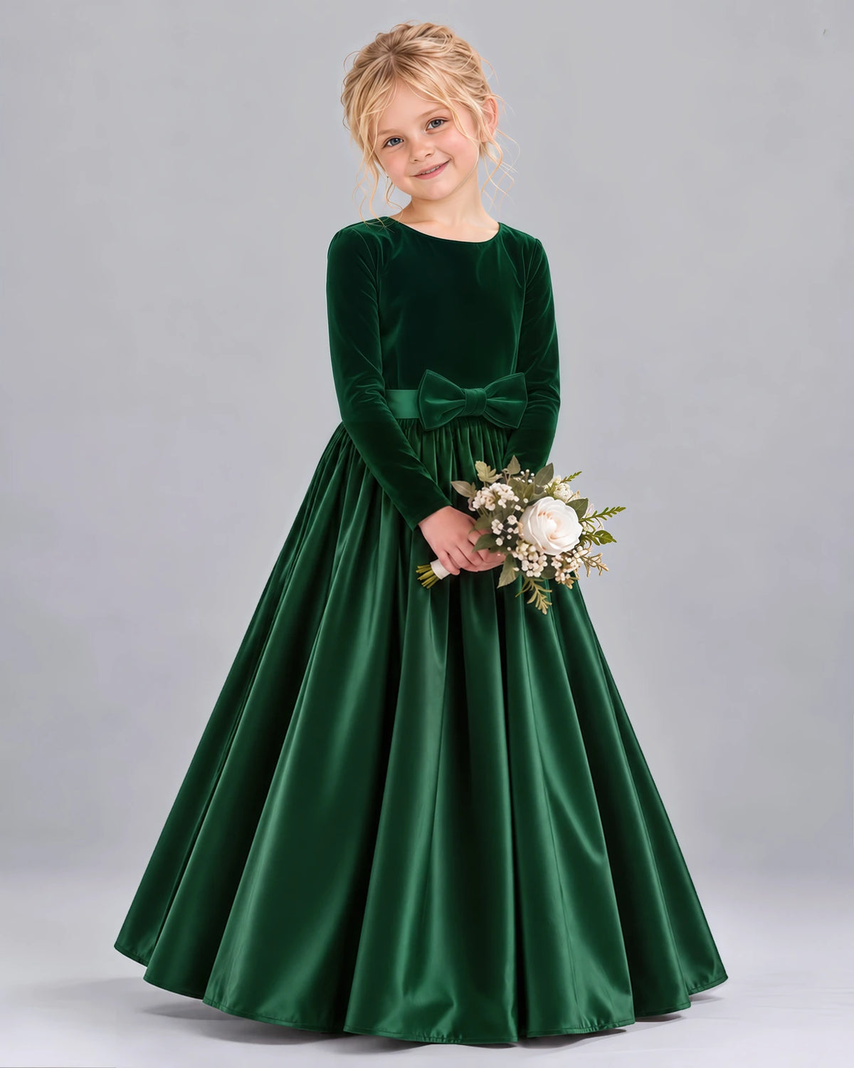 Dark Green Ball Gown Girls Formal Dress Front