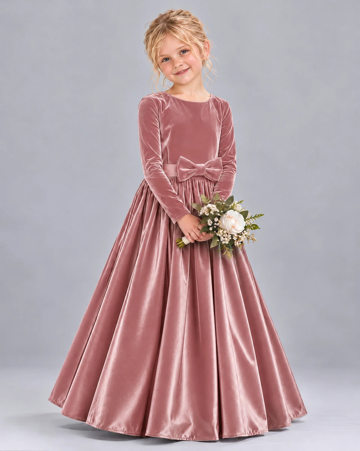 Dusty Rose Ball Gown Girls Formal Dress Front
