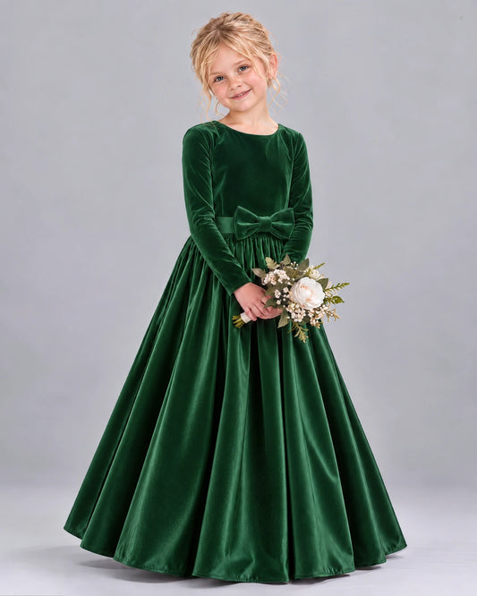 Emerald Green Ball Gown Girls Formal Dress Front