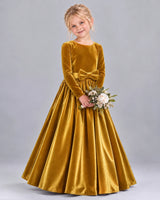 Gold Ball Gown Girls Formal Dress Front