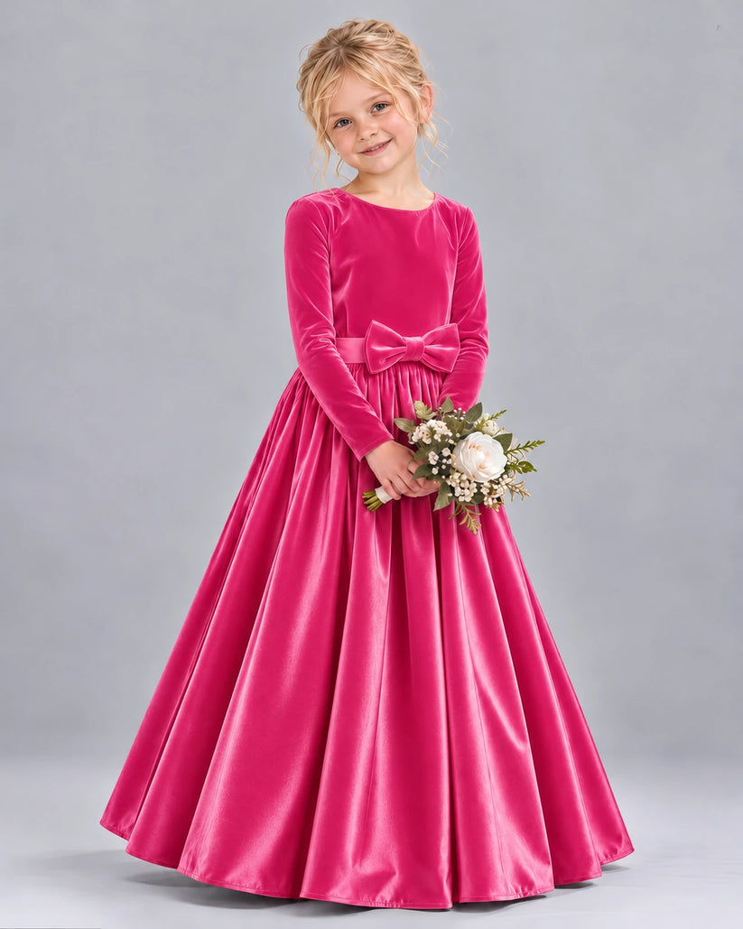 Hot Pink Ball Gown Girls Formal Dress Front