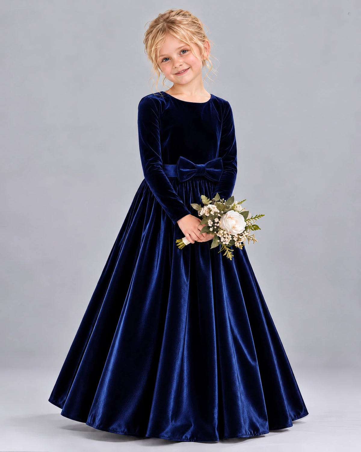 Navy Blue Ball Gown Girls Formal Dress Front