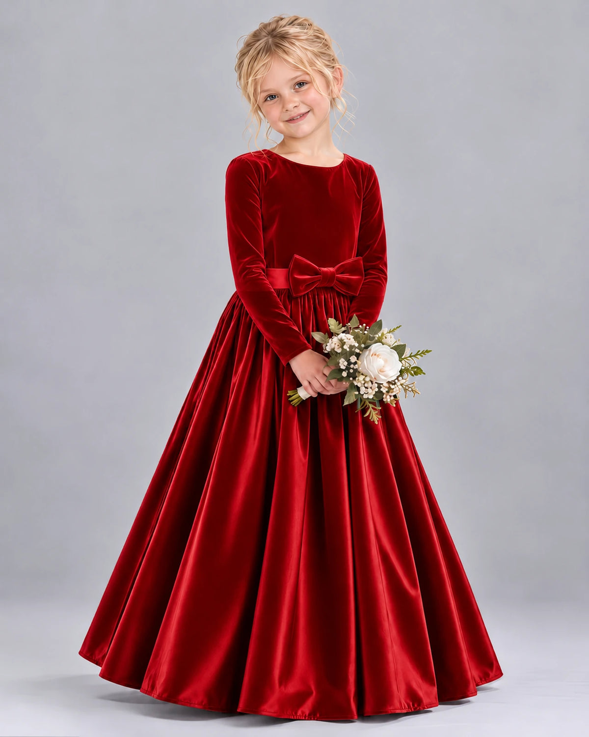 Red Ball Gown Girls Formal Dress Front