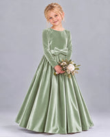 Sage Green Ball Gown Girls Formal Dress Front