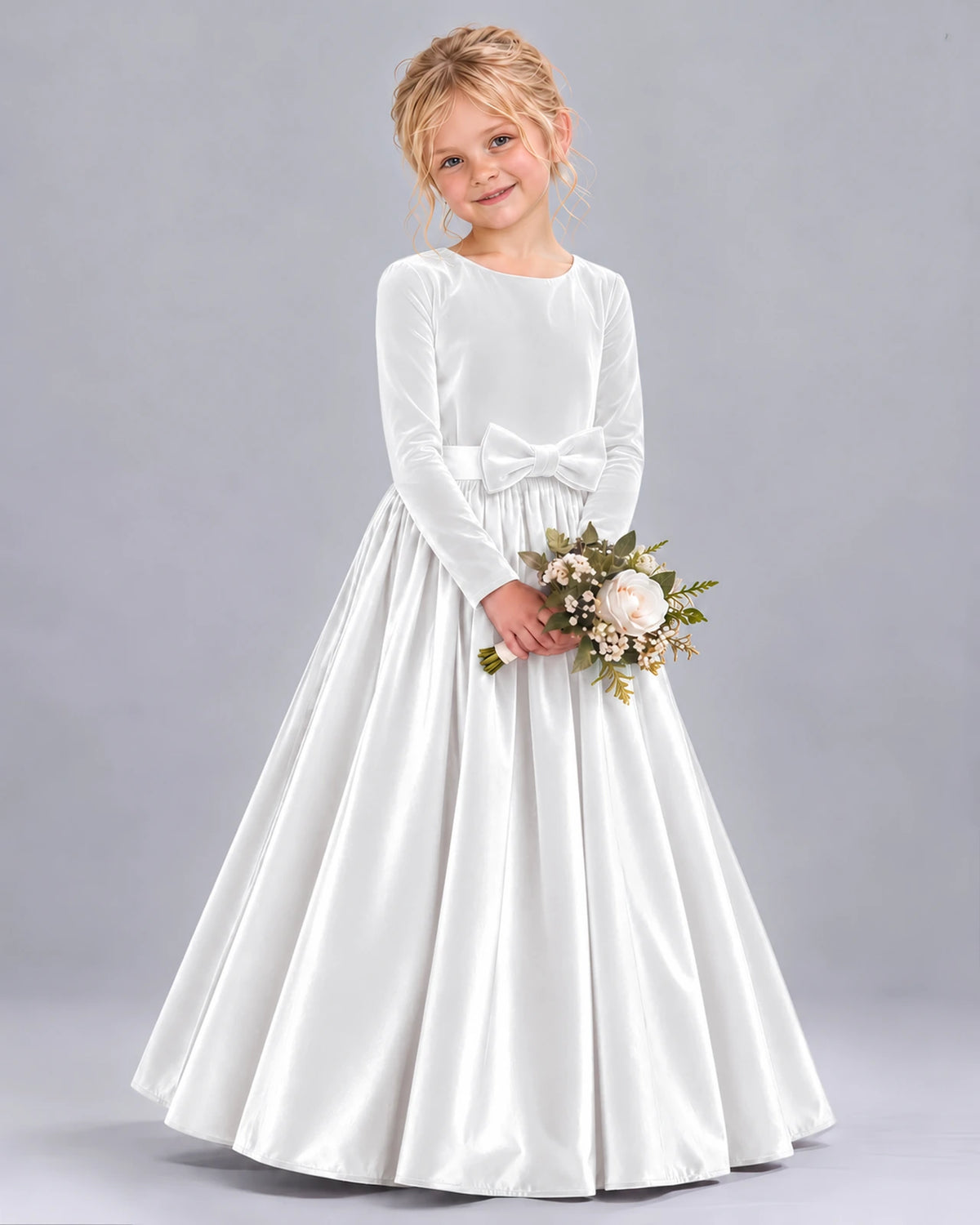 White Ball Gown Girls Formal Dress Front