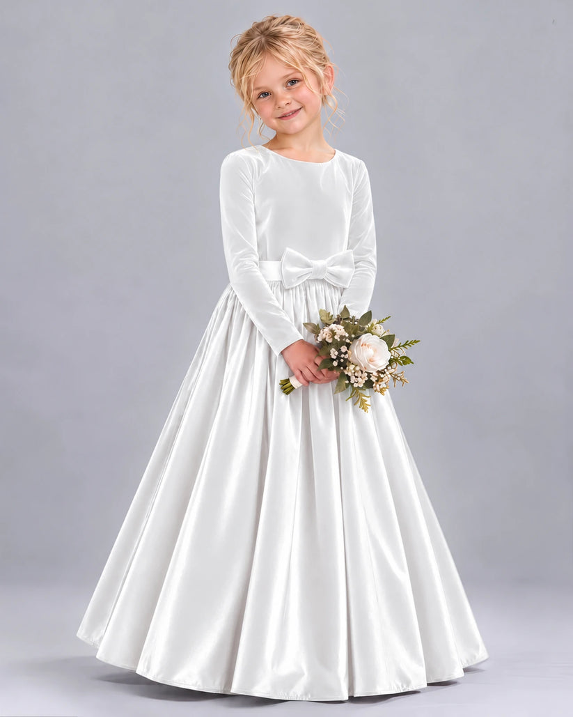 White Ball Gown Girls Formal Dress Front