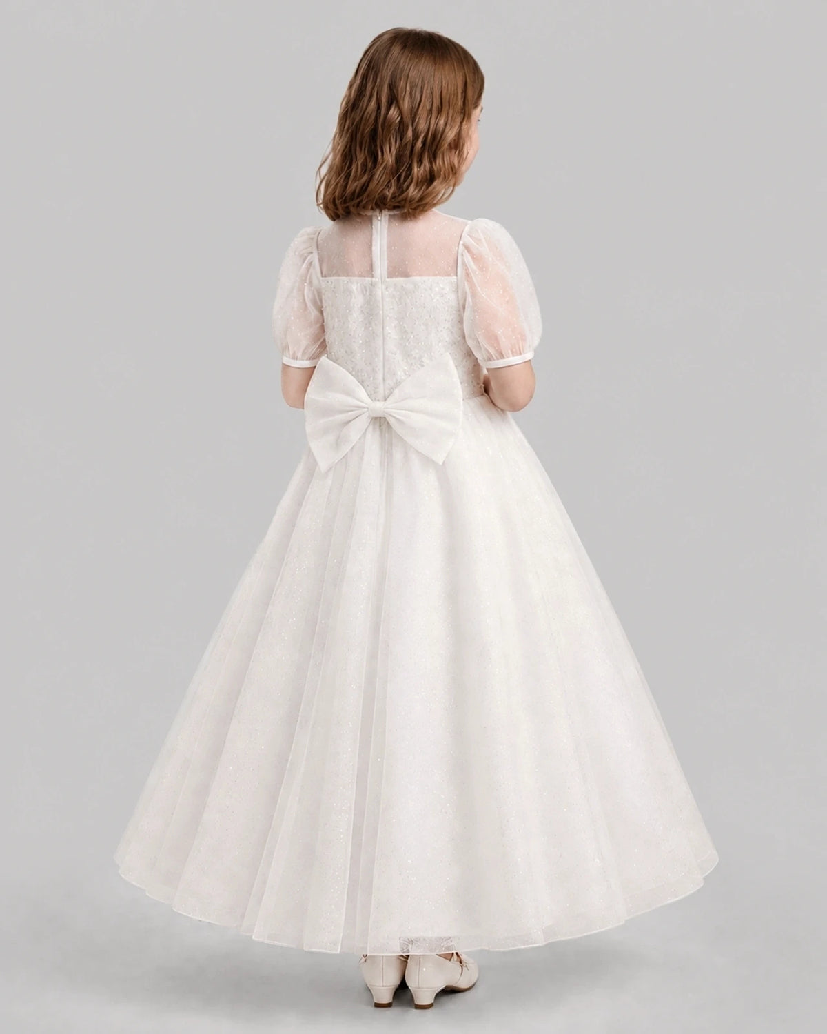 Ivory A-line Flower Girl Dresses Back