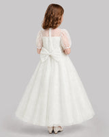 Ivory A-line Flower Girl Dresses Back