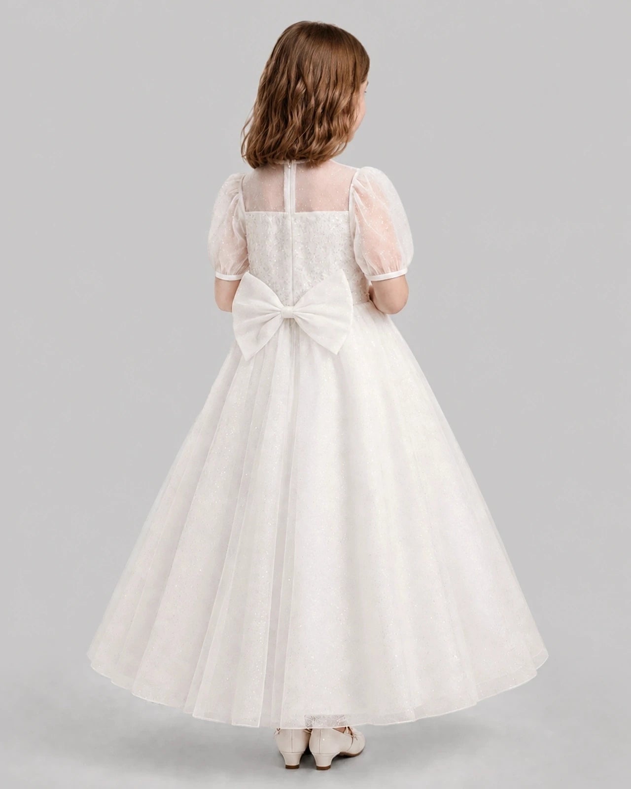 Ivory A-line Flower Girl Dresses Back