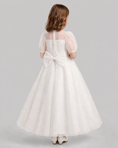 Ivory A-line Flower Girl Dresses Back