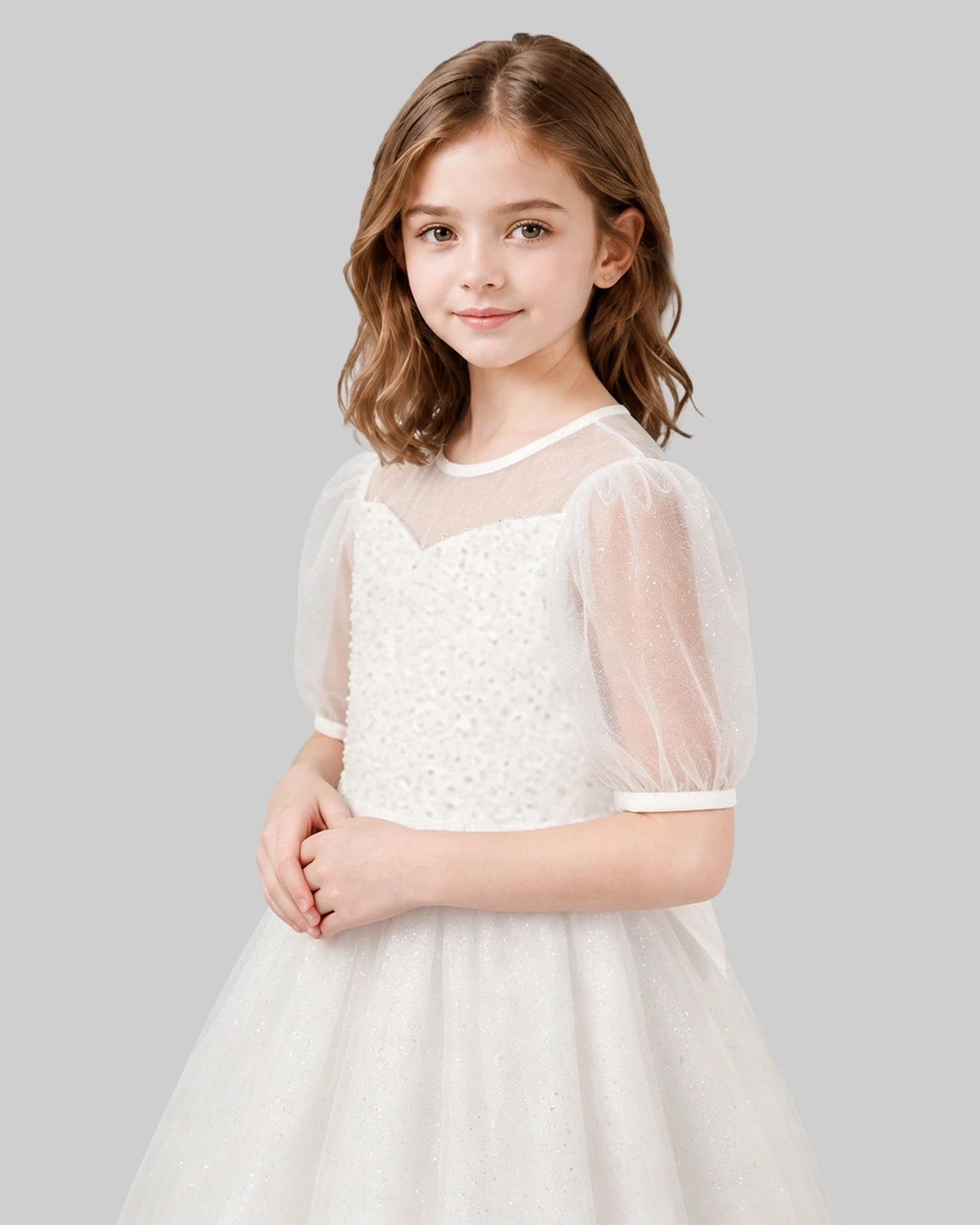 Ivory A-line Flower Girl Dresses Detail