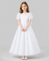 White A-line Flower Girl Dresses Front