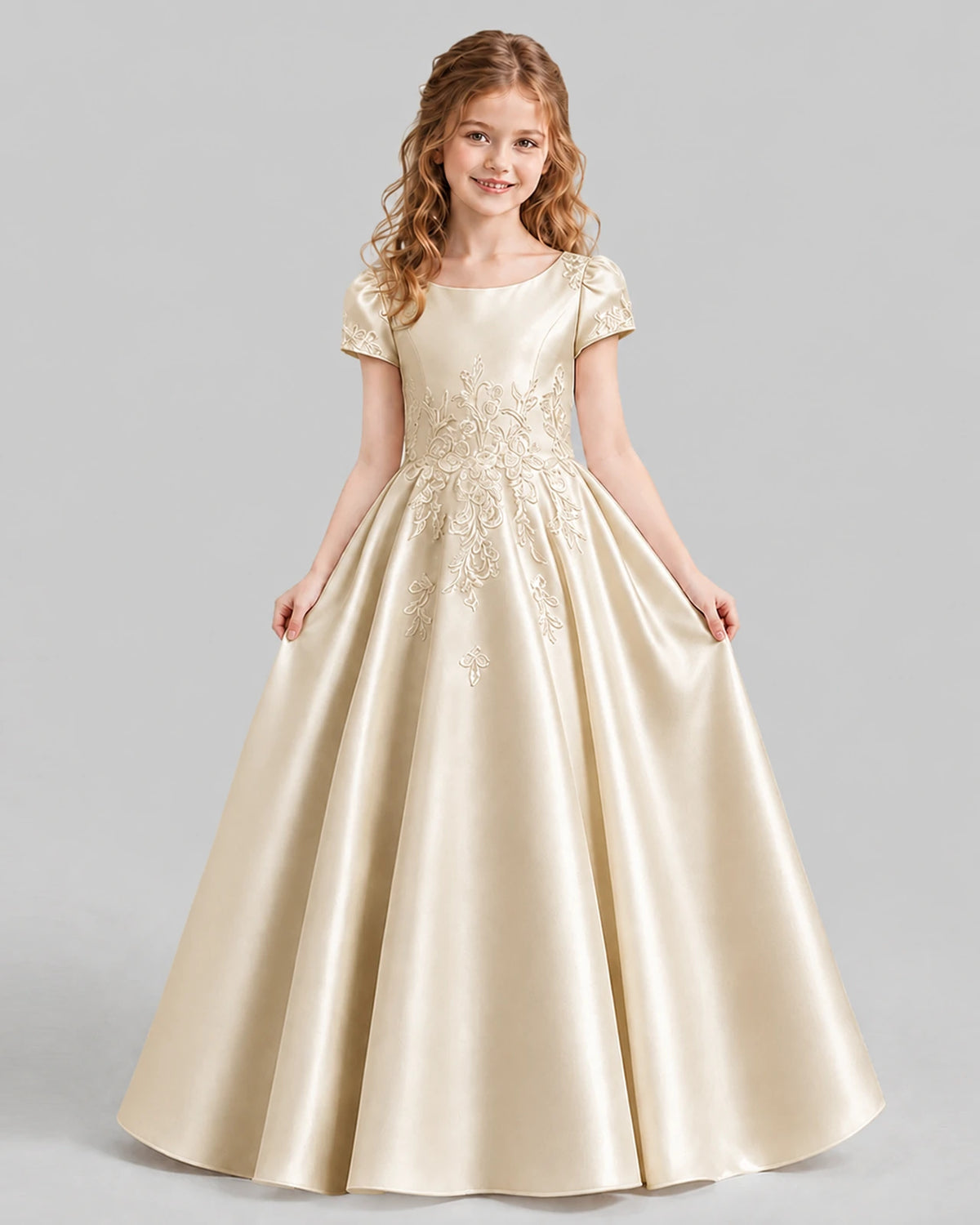 Champagne Ball Gown First Communion Dresses Front