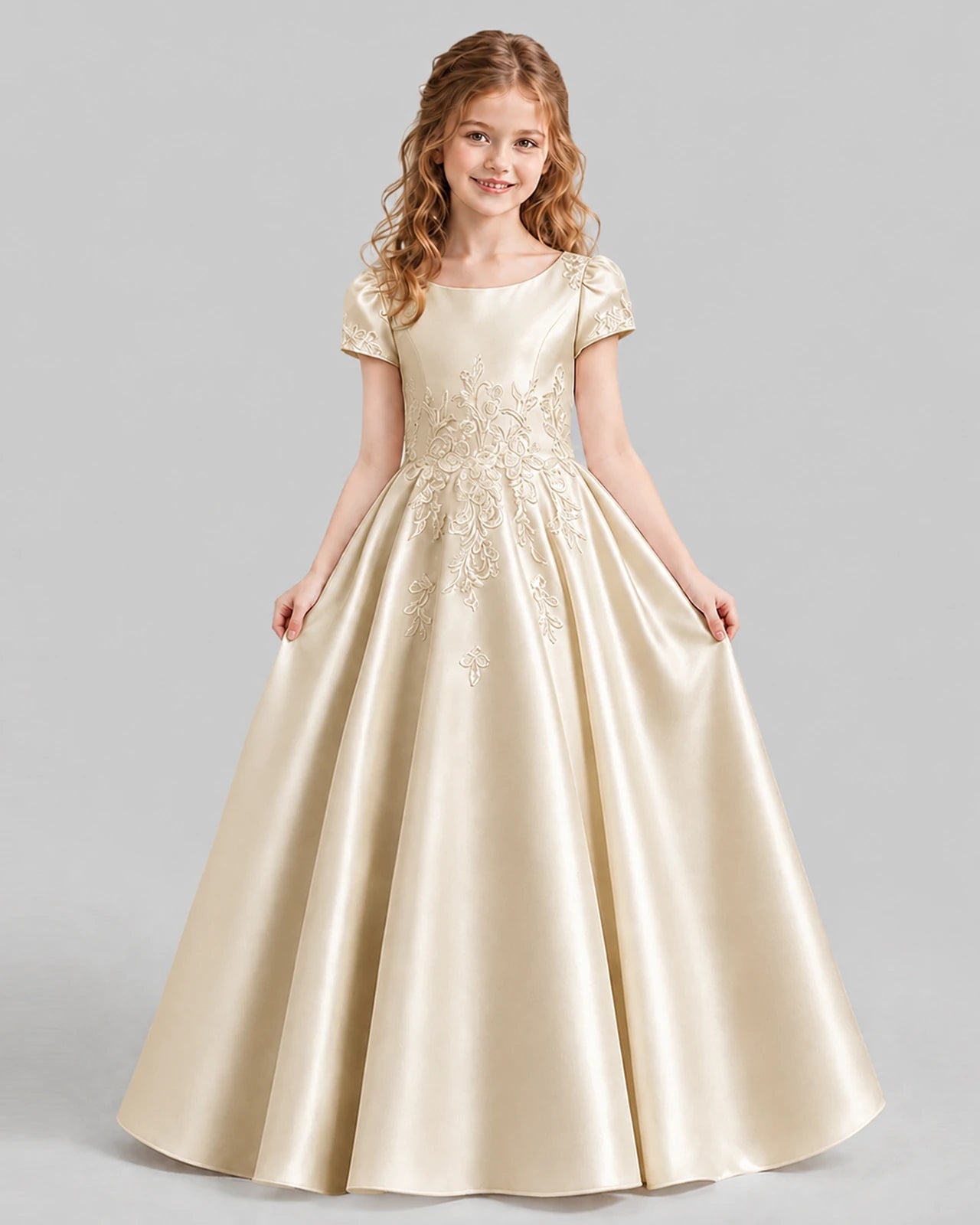 Champagne Ball Gown First Communion Dresses Front