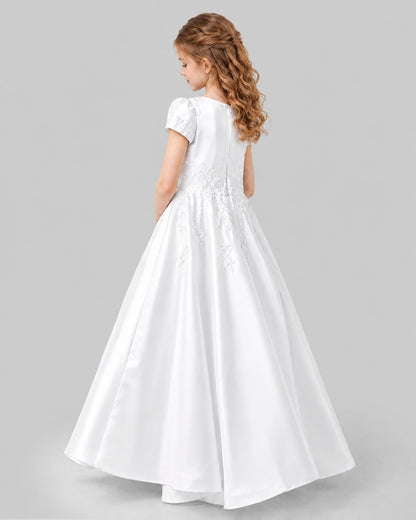 White Ball Gown First Communion Dresses Back