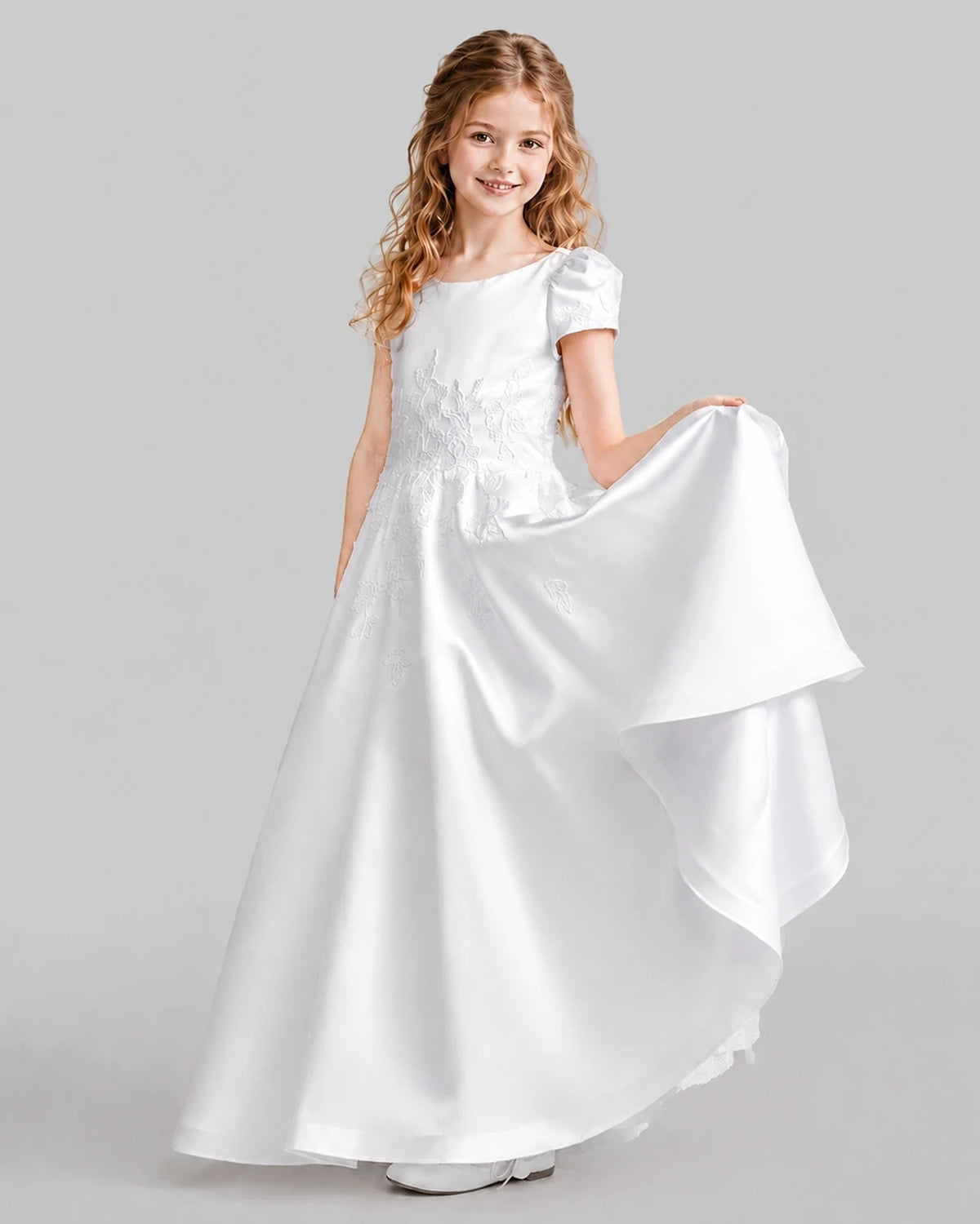 White Ball Gown First Communion Dresses Side