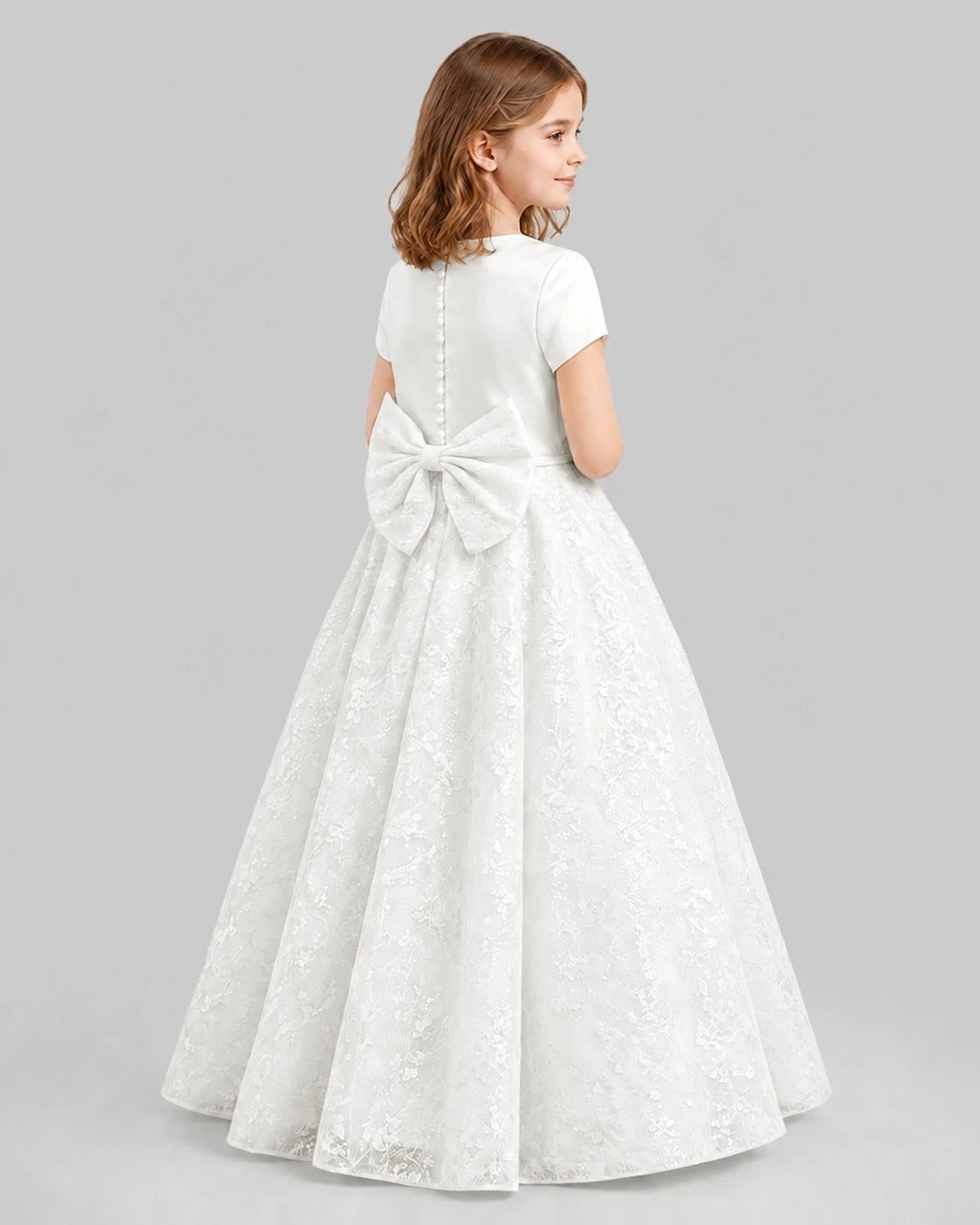Ivory A-line First Communion Dresses Back