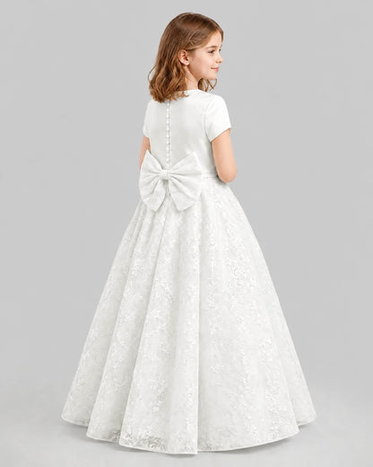 Ivory A-line First Communion Dresses Back