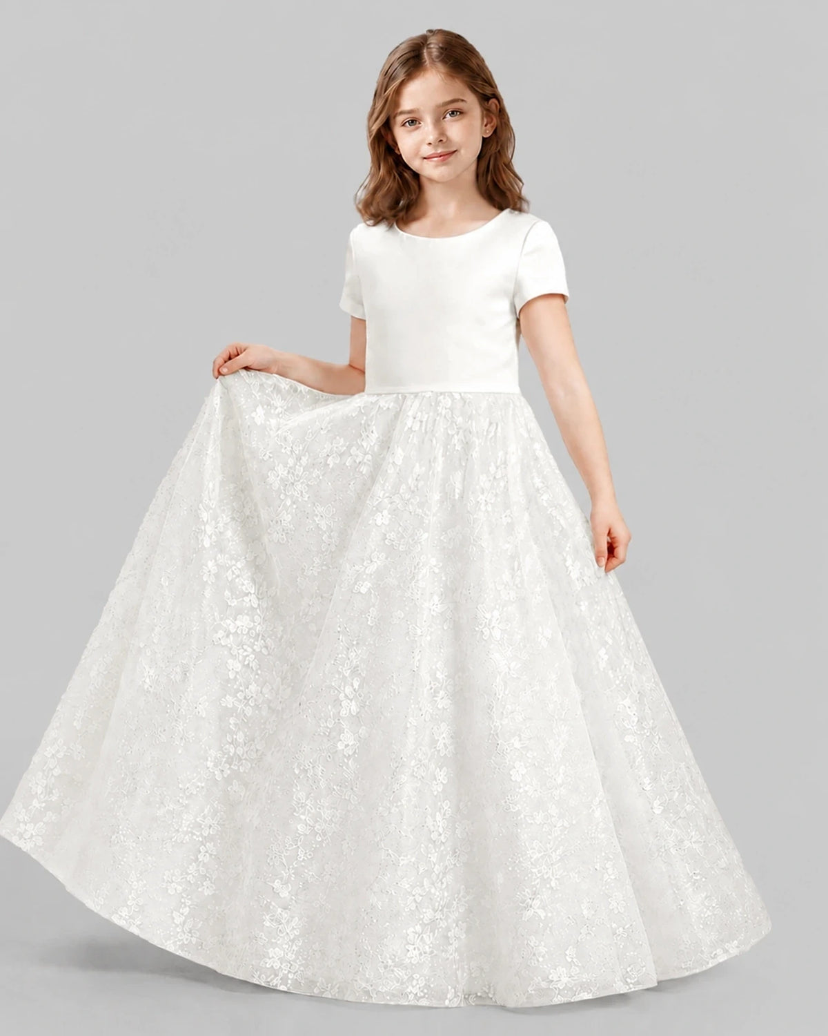 Ivory A-line First Communion Dresses Front