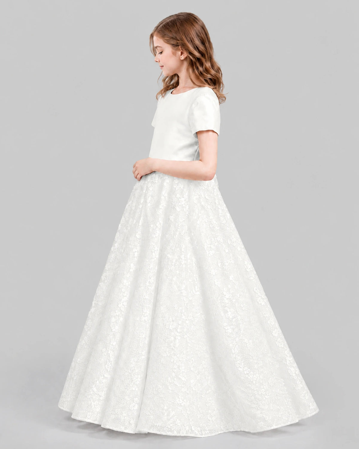 Ivory A-line First Communion Dresses Side