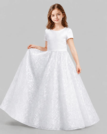 White A-line First Communion Dresses Front