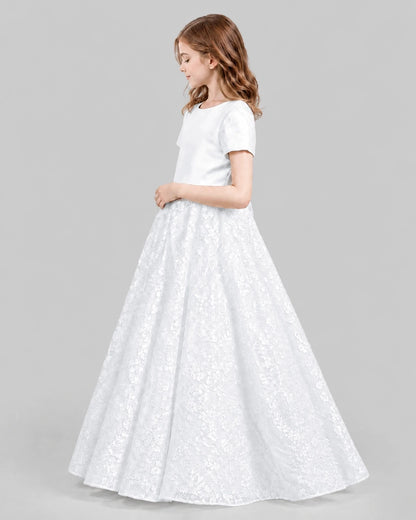 White A-line First Communion Dresses Side