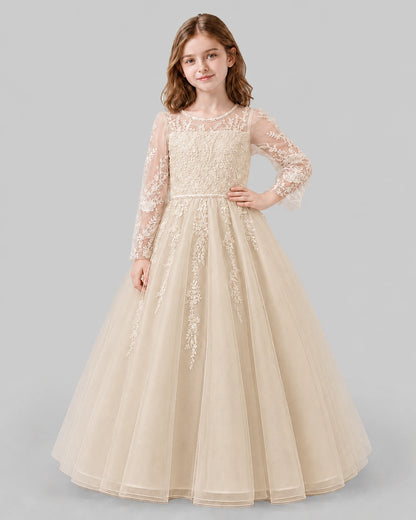 Champagne Ball Gown First Communion Dresses Front
