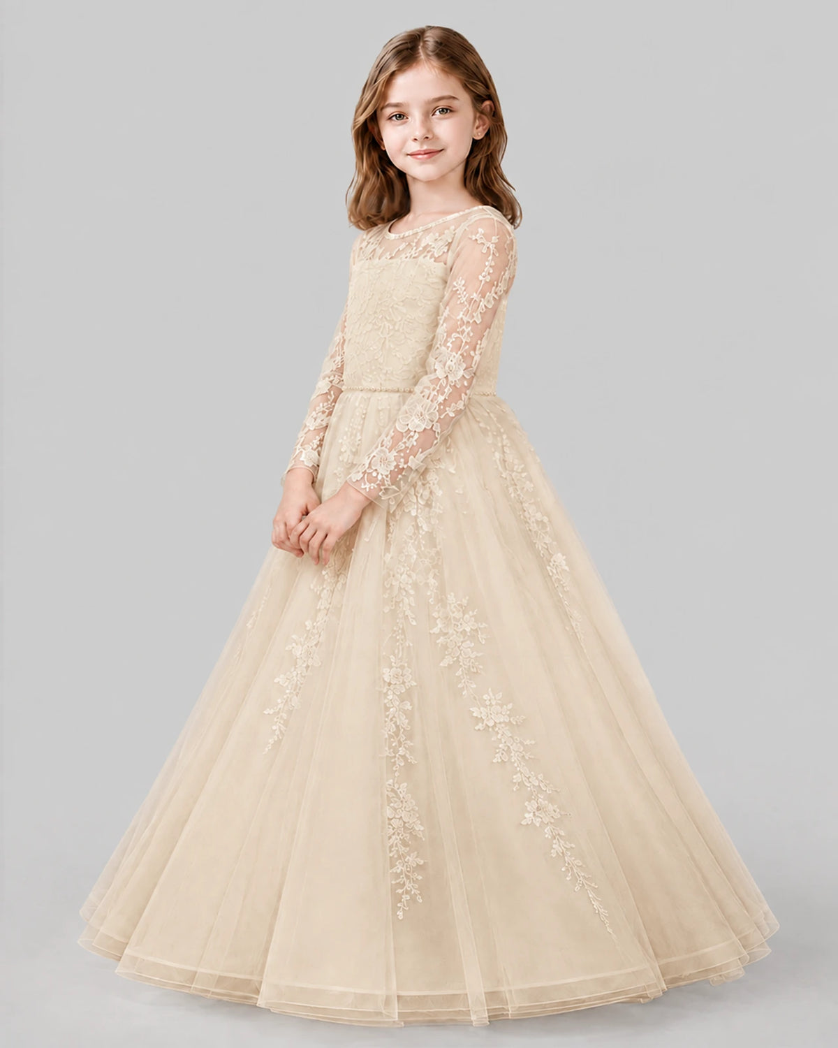 Champagne Ball Gown First Communion Dresses Side