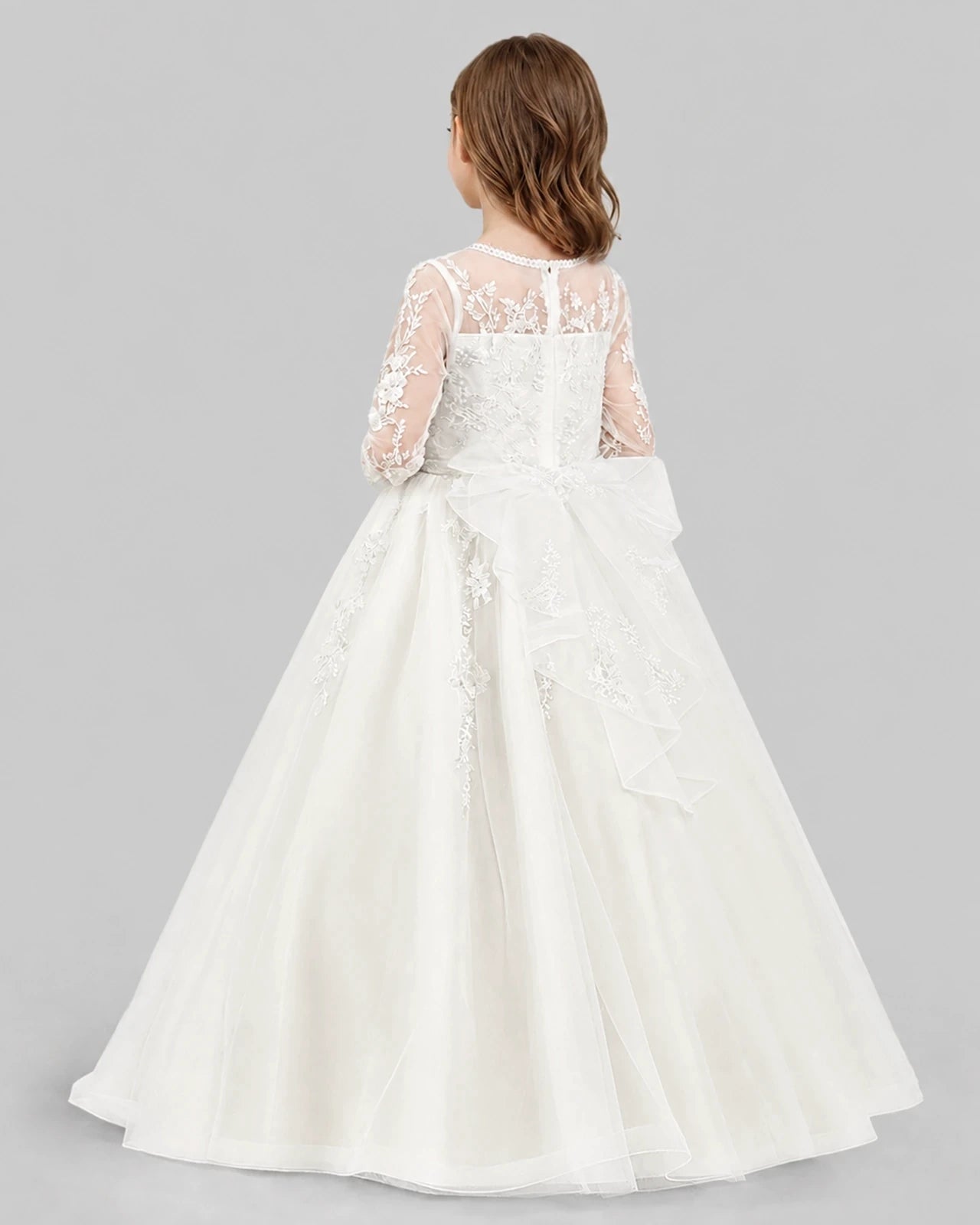 Ivory Ball Gown First Communion Dresses Back