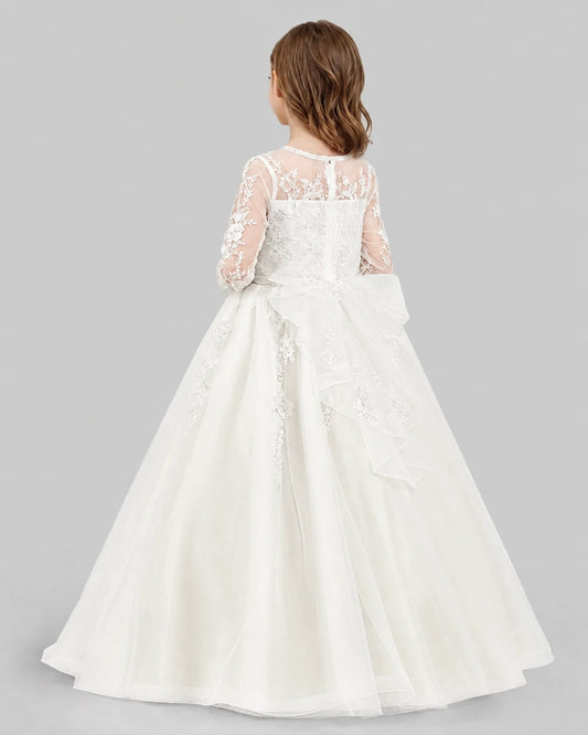 Ivory Ball Gown First Communion Dresses Back