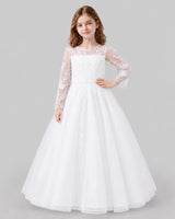 White Ball Gown First Communion Dresses Front
