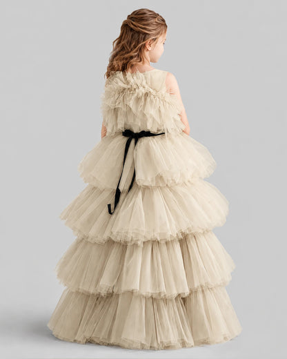 Champagne Ball Gown Girls Pageant Dresses Back